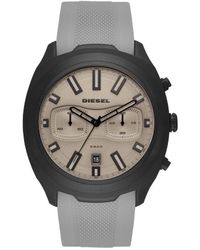 DIESEL - Orologio cronografo in acciaio grigio e cinturino in silicone grigio con quadrante grigio - Lyst