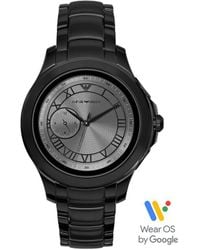 Emporio Armani - Orologio smartwatch in acciaio nero e quadrante silver - Lyst