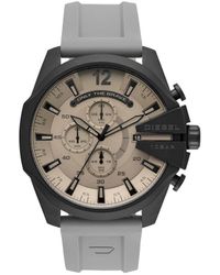 DIESEL - Orologio analogico in acciaio nero opaco e cinturino in silicone grigio con quadrante grigio - Lyst