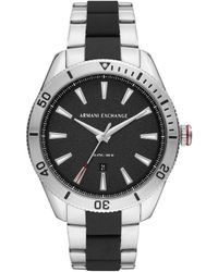 ARMANI EXCHANGE - Orologio 3h in acciaio silver e nero con quadrante nero - Lyst