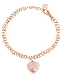 Stroili - Bracciale con catena in acciaio rosato e strass e charm a forma di cuore - Lyst