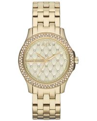 ARMANI EXCHANGE - Orologio solo tempo cinturino e cassa in acciaio dorato con cristalli - Lyst