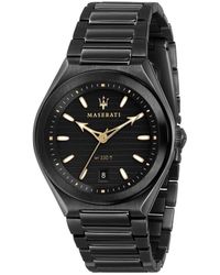 Maserati - Orologio Triconic con cinturino e cassa in acciaio nero - Lyst