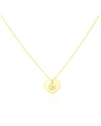 Stroili - Collana in argento dorato e zirconi con pendente cuore e scritta 'Love' - Lyst