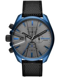 DIESEL - Orologio cronografo grigio e cinturino in nylon/silicone nero e quadrante grigio con dettagli blu - Lyst