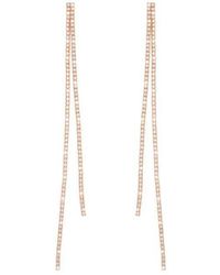Stroili - Orecchini pendenti a due fili in metallo rosato con strass - Lyst