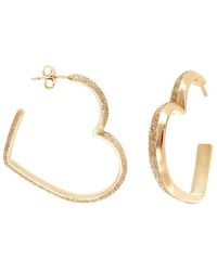 Stroili - Orecchini a cerchio in ottone oro rosa a forma di cuore con glitter - Lyst