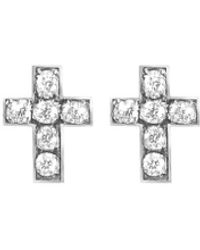 Stroili - Orecchini croce in argento 925 rodiato e zirconi - Lyst