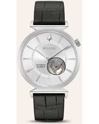 Bulova - Orologio cronografo cinturino in pelle nero e cassa acciaio - Lyst