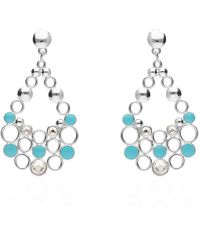 Stroili - Orecchini pendenti a goccia in ottone rodiato con cristalli e smalto azzurro - Lyst