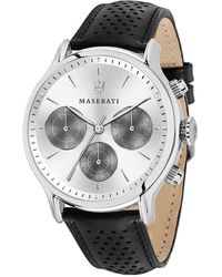 Maserati - Orologio Epoca con cinturino in pelle nero e cassa in acciaio silver - Lyst
