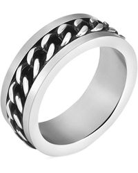 Stroili - Anello Fascia Man Code Acciaio Bicolore Bianco / Nero - Lyst