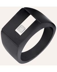 Stroili - Anello Chevalier Man Code Acciaio Bicolore Bianco / Nero Cristallo - Lyst