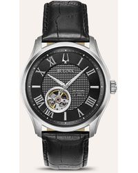 Bulova - Orologio Wilton 3h automatico con cinturino in pelle nero e quadrante nero - Lyst