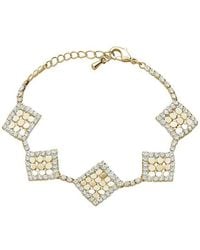 Stroili - Bracciale con strass e dettagli rombo in metallo dorato - Lyst