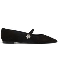 Stuart Weitzman - , Crystal Fleur Mary Jane Flat, Flats And Loafers, - Lyst