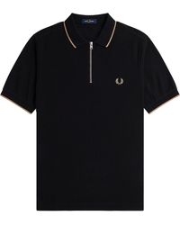 Fred Perry - M7729 Crepe Pique Zip Neck Polo Shirt - Lyst