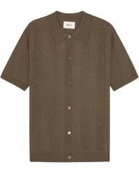 NN07 - Thor Wool Blend Button Through Polo Shirt - Lyst