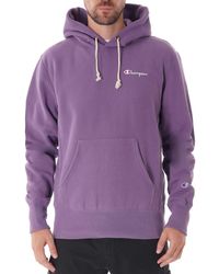 Champion Small Script Logo Reverse Weave Hoodie - Lilac - Purple
