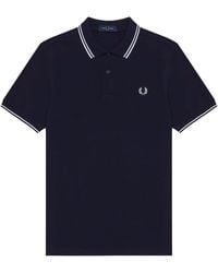 Fred Perry - Slim Fit Twin Tipped Polo White White - Lyst