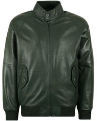 real hoxton - Leather Harrington Jacket - Lyst