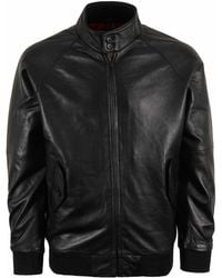 real hoxton - Leather Harrington Jacket - Lyst