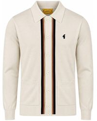 Gabicci - Bromley Long Sleeve Button Thru Knit Polo - Lyst