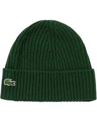 Lacoste - Ribbed Wool Beanie - Lyst