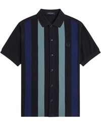 Fred Perry - Panelled Button Through Polo Shirt - Lyst