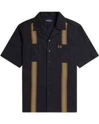 Fred Perry - Tape Detail Revere Collar Shirt - Lyst