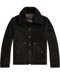 RRL - Shearling-Collar Suede Western Jacket - Lyst