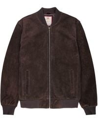 real hoxton - Suede Bomber Jacket - Lyst