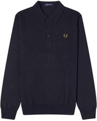 Fred Perry - Long Sleeve Knitted Polo Shirt - Lyst