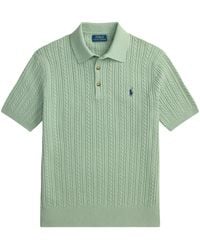 Polo Ralph Lauren - Cable-Knit Cotton Polo-Collar Jumper - Lyst