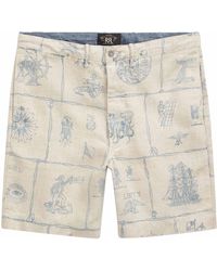 RRL - Indigo-print Linen Shorts - Lyst