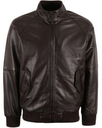 real hoxton - Leather Harrington Jacket - Lyst