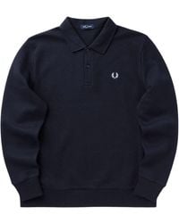 Fred Perry - Pique Collared Sweatshirt - Lyst