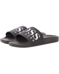 black hugo boss slides