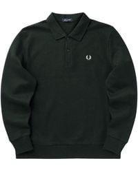 Fred Perry - Pique Collared Sweatshirt - Lyst