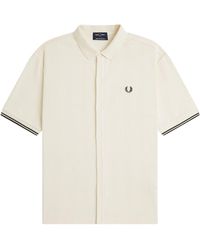 Fred Perry - Pointelle Button Through Polo Shirt - Lyst