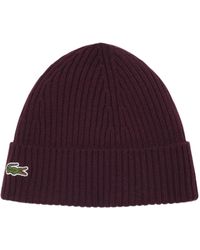 Lacoste - Rib Knit Brushed Wool Beanie - Lyst