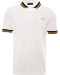 Fred Perry Striped Collar Polo Shirt - White