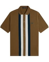 Fred Perry - M8522 Panelled Button Through Polo Shirt - Lyst