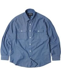 frizmworks cigarette pocket chambray shirt FRIZMWORKS Cigarette Pocket Chambray Shirt in Blue for Men