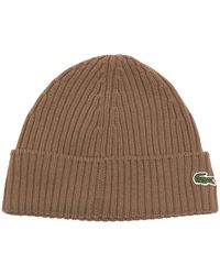 Lacoste - Ribbed Wool Beanie - Lyst