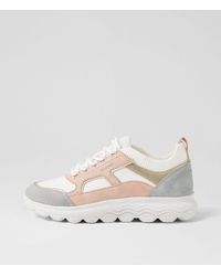 Geox - D Spherica C Ge White Nude Leather Suede White Nude Sneakers - Lyst