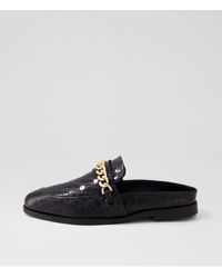 Sol Sana - Tuesday Chain Slide Ss Black Croc Gold Leather Black Croc Gold Shoes - Lyst