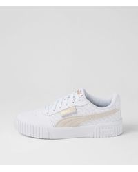 PUMA - 392518 Carina 2.0 Logo Pm White Gold Leather White Gold Sneakers - Lyst