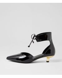 MOLLINI - Ciena Mo Black Gold Heel Patent Leather Black Gold Heel Shoes - Lyst