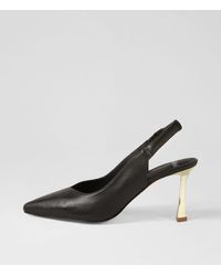 MOLLINI - Traina Mo Black Gold Heel Leather Black Gold Heel Shoes - Lyst